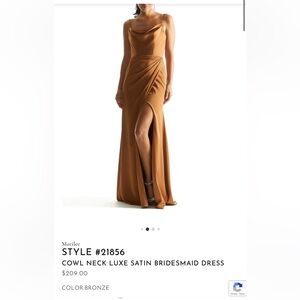 Morilee STYLE #21856 NWT BRONZE
COWL NECK LUXE SATIN BRIDESMAID DRESS
$209